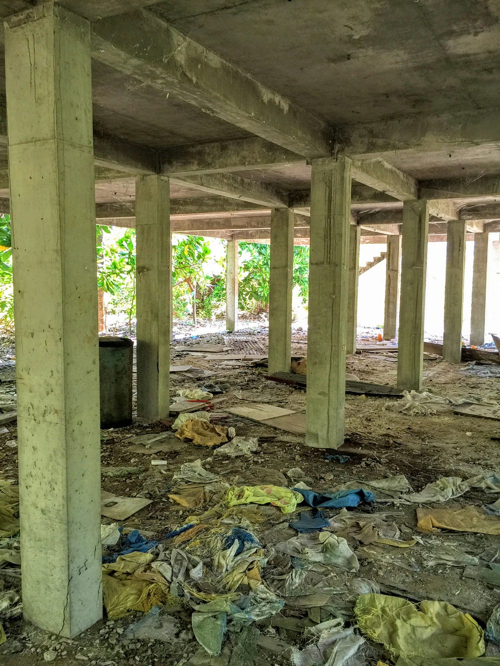 New construction was underway before the island was abandoned.