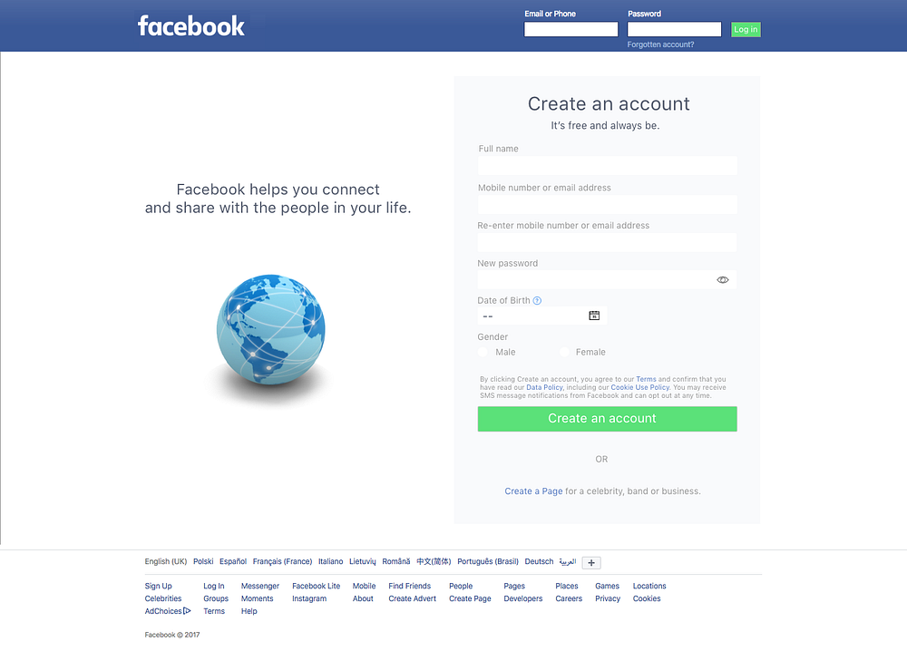 Redesigning Facebook’s sign up screen | by Stéphane Moreau | Medium
