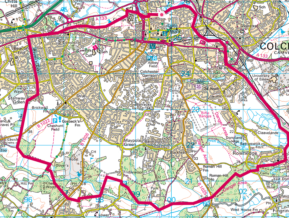 Walking routes a southern loop of Colchester by Nick Barlow Medium