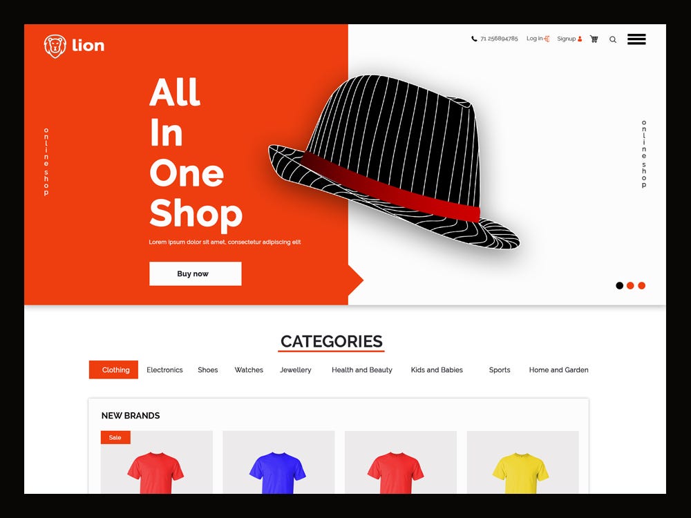 Download Lion E Commerce Website Psd Template By Html Design Free Html Template Medium PSD Mockup Templates