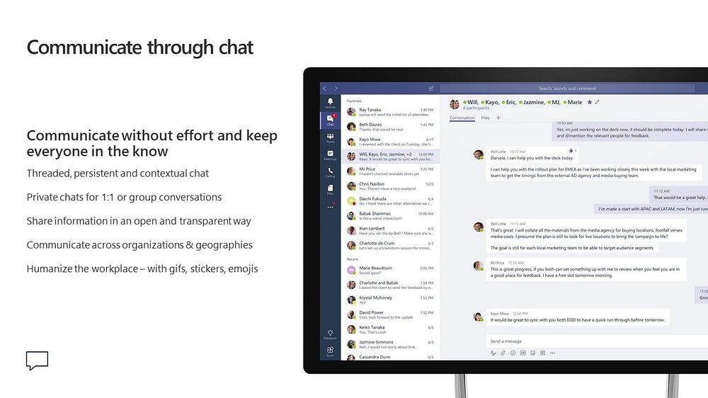 Microsoft Teams communicare through chat