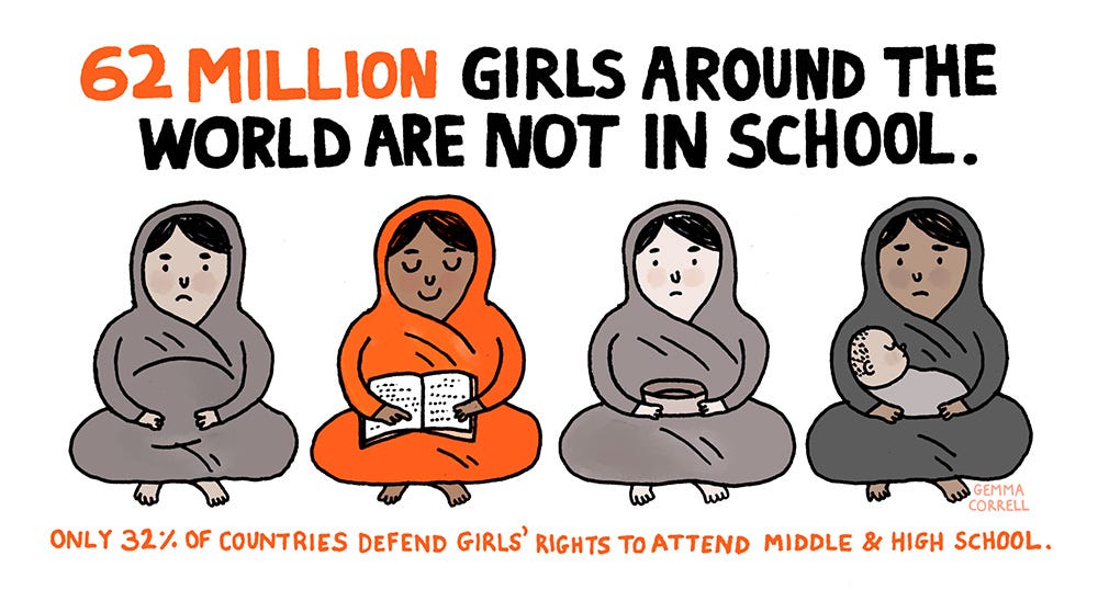 62 million girls around the world are not in school by gemma correll The Nib Medium