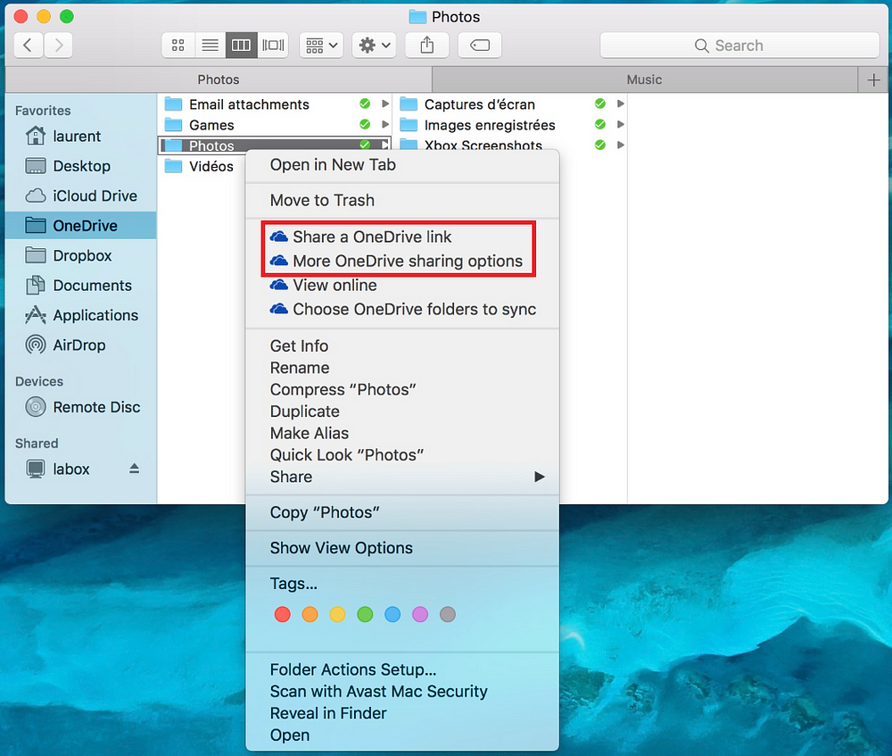 Mac Share a OneDrive link