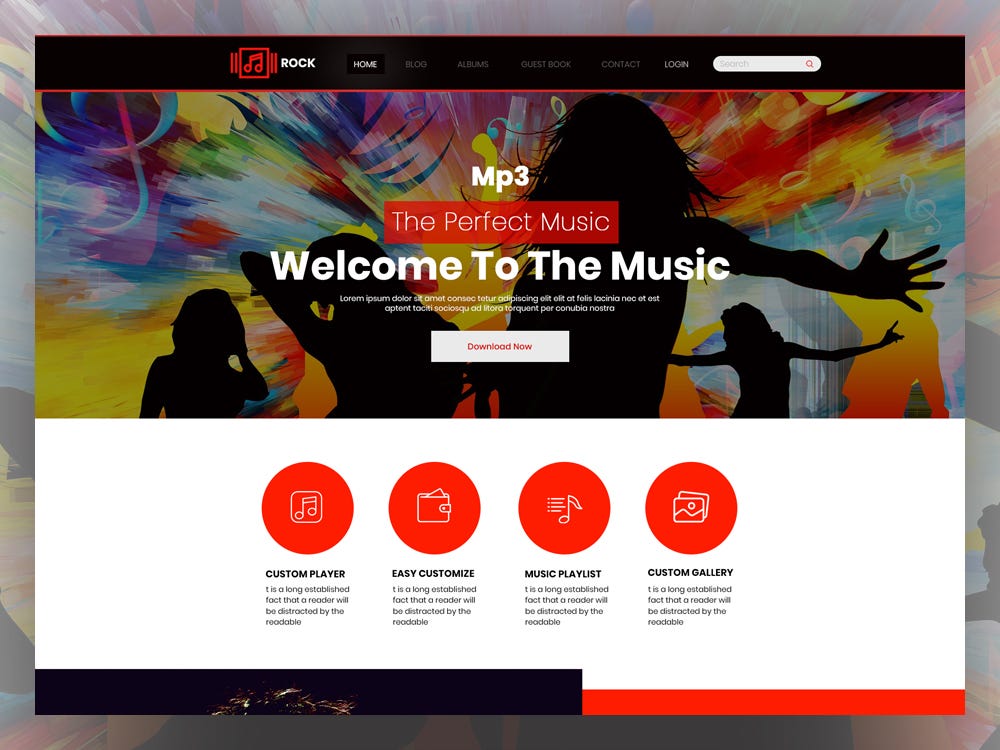 Download Rock Free Music Psd Template Rock Free Music Psd Template By Html Design Free Html Template Medium PSD Mockup Templates