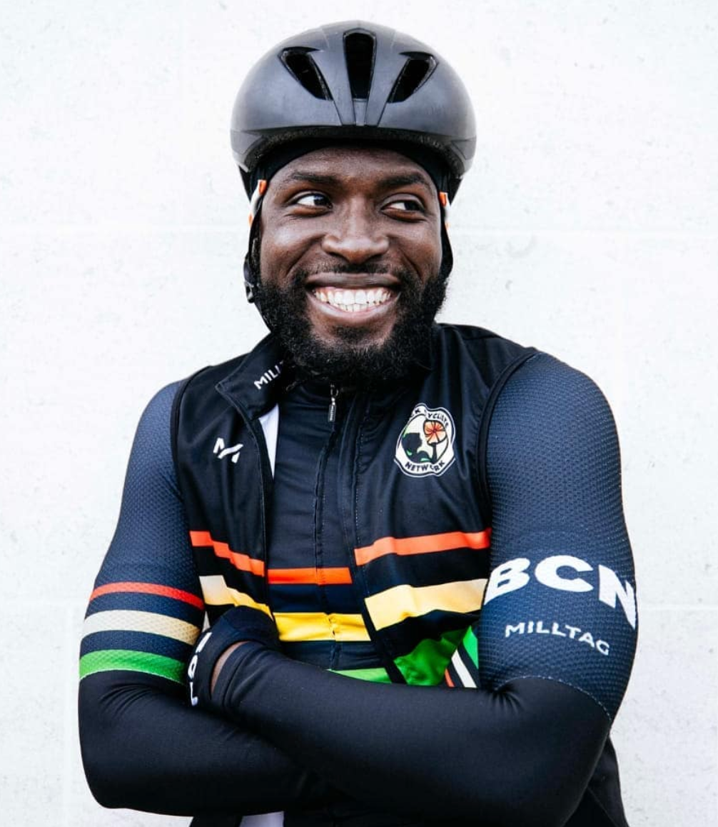 Cycling while black. The bicycle has 