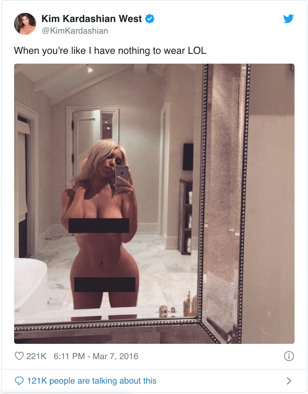 Kim K Nude Selfie Uncensored