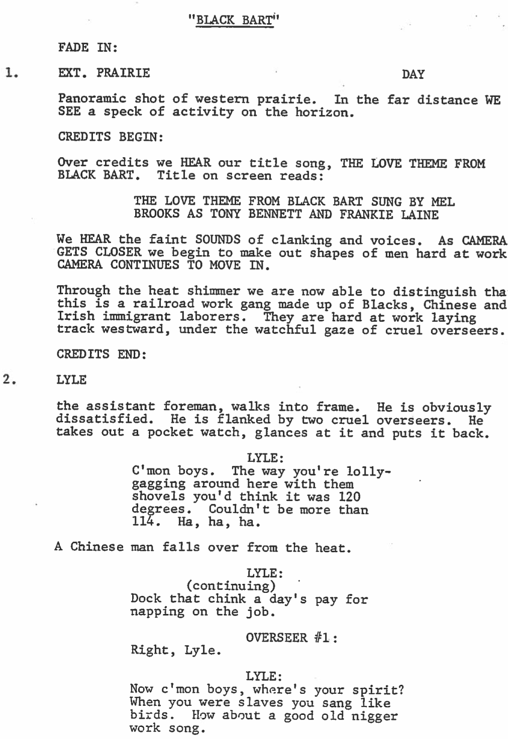 Page One ‘Blazing Saddles’ (1974) by Scott Myers Go Into The Story