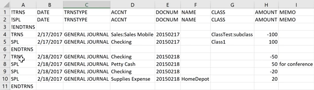 can i import transactions from excel to quickbooks