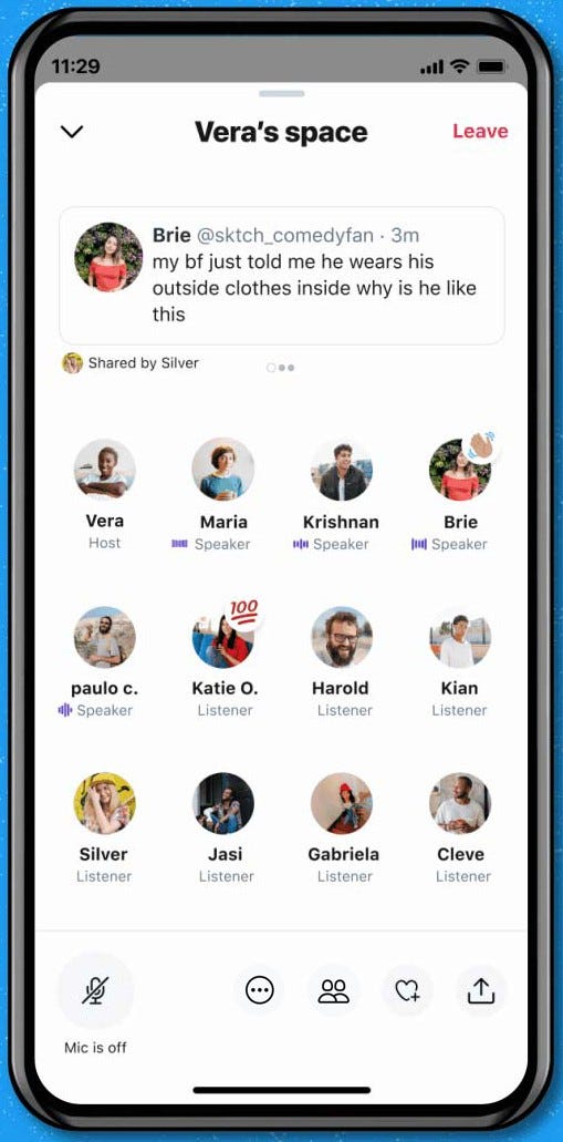 Screenshot of Twitter Spaces