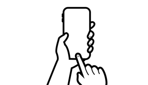 Line animation of a finger swiping up on the tiktok logo on a phone
