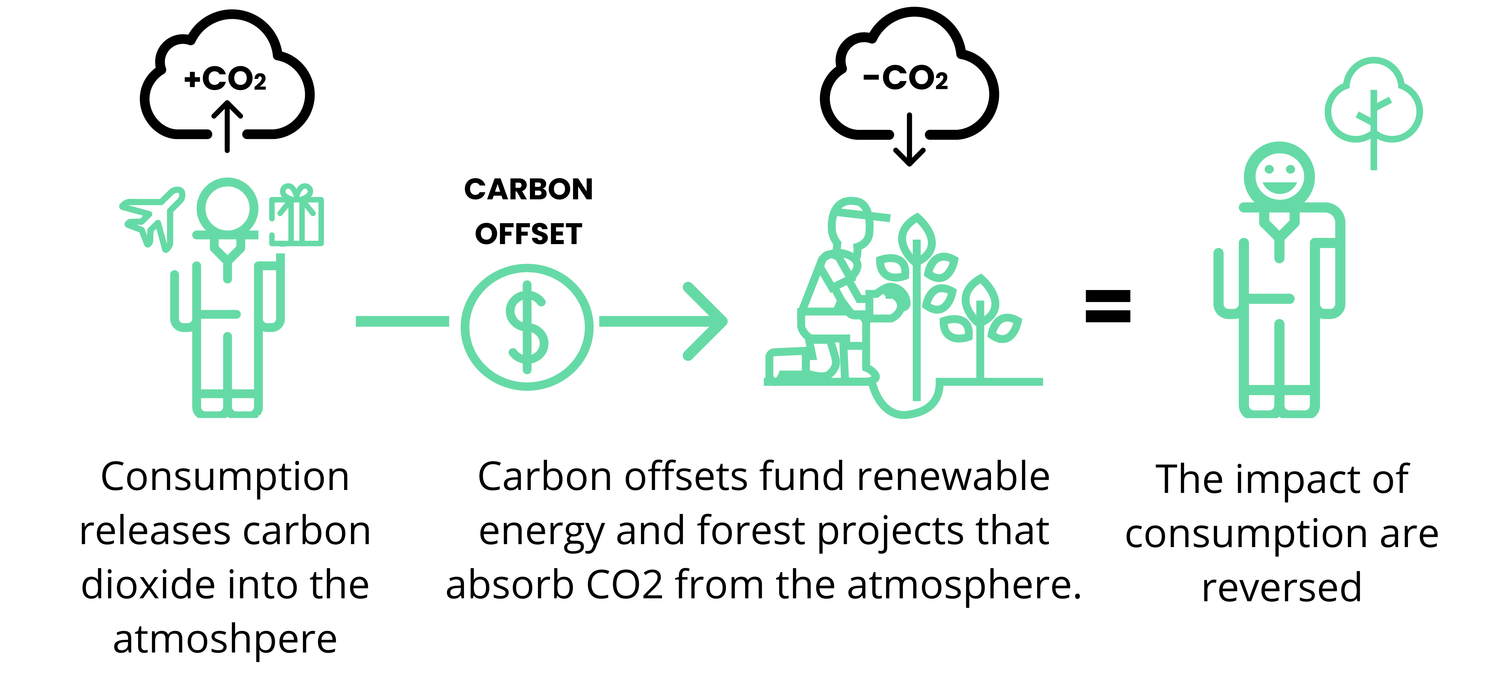 An infographic explaining how carbon offsetting works