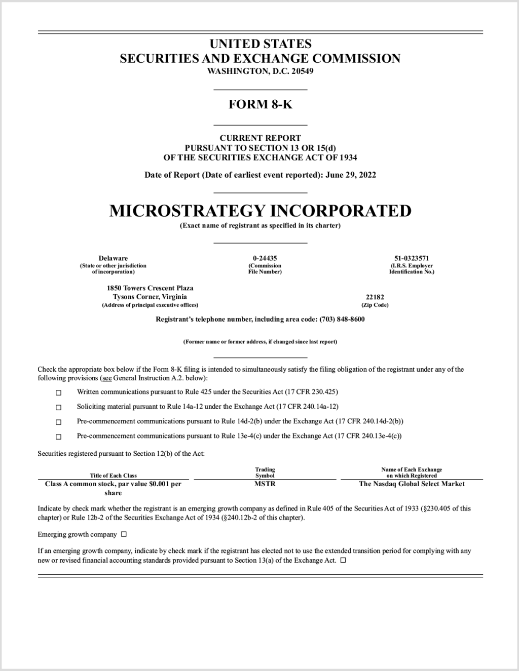 MSTR Share Price And News / MicroStrategy Incorporated (NASDAQ)