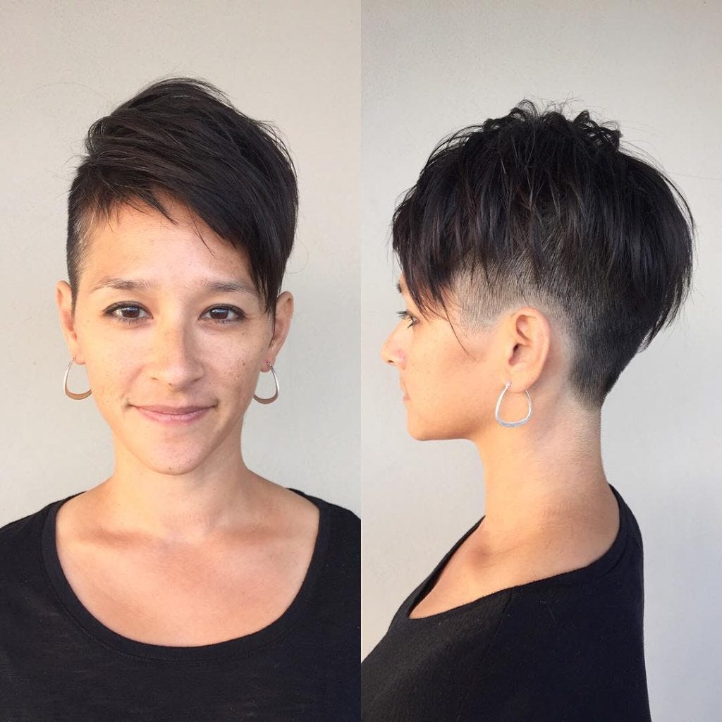 Dark Textured Undercut With Voluminous Undone Fringe And