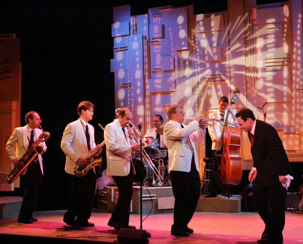 Jake Broder and band in Louis & Keely: Live at the Sahara. Photo by Michael Lamont.