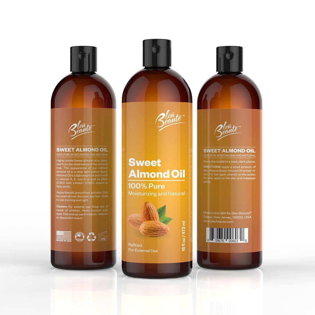 Cold Pressed Sweet Almond Oil 16 Fl Oz Health Beauty Medium