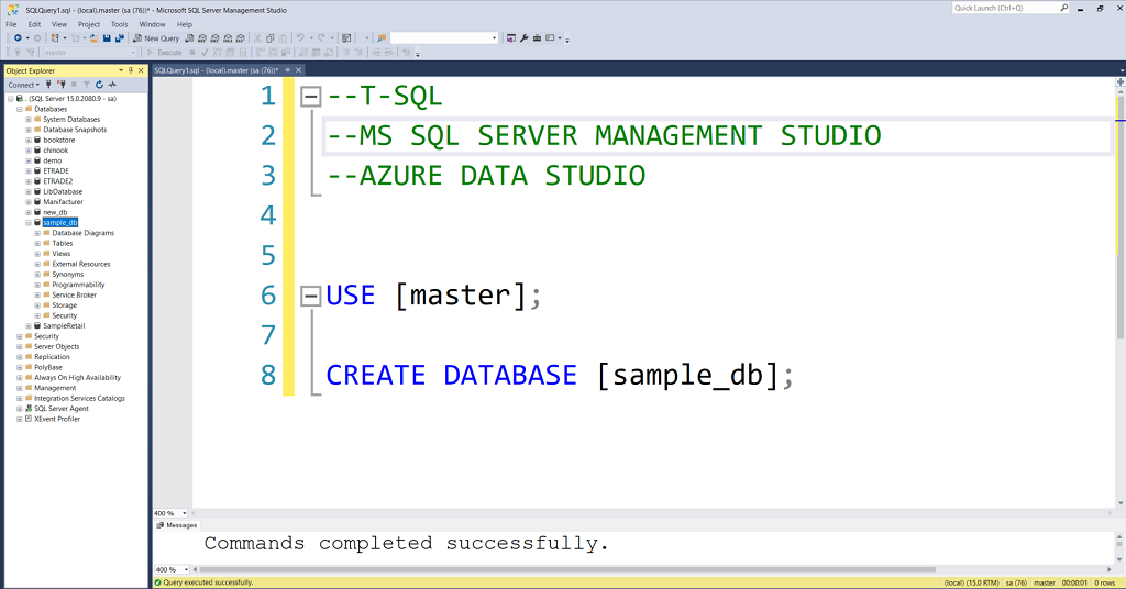 MS SQL SERVER (TSQL) Basic DDL (Data Definition Language) Commands