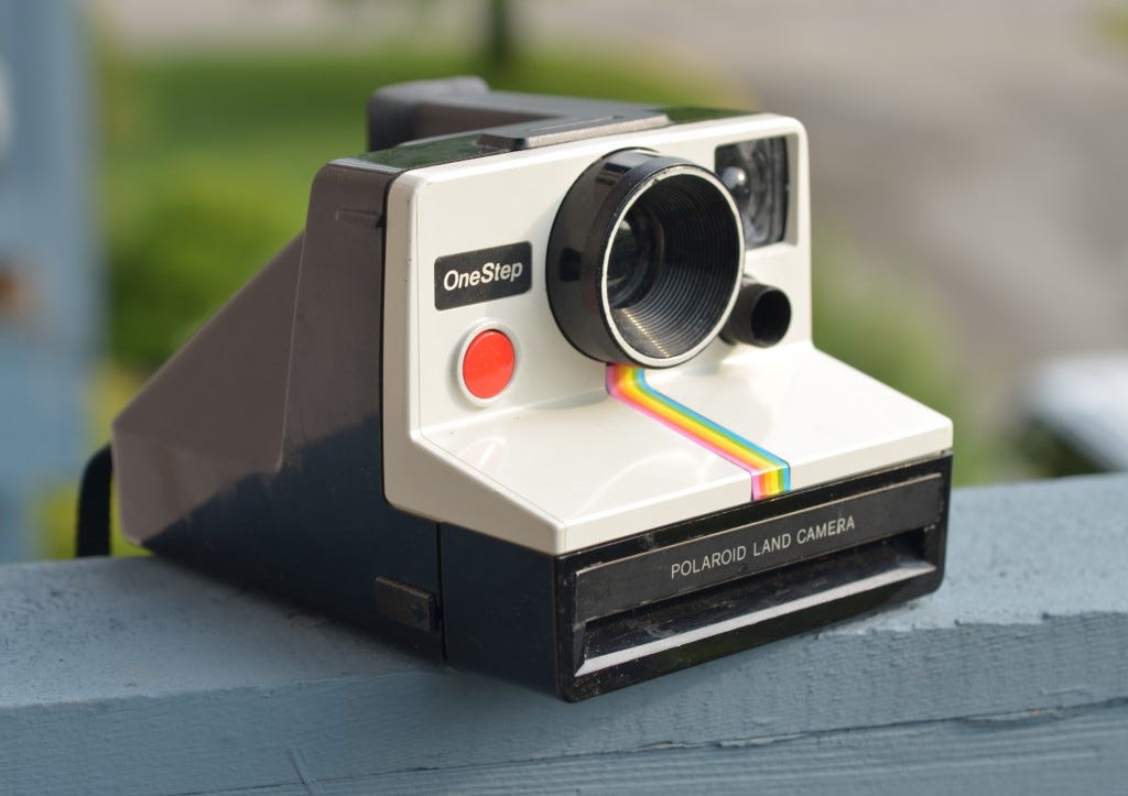 polaroid 1000 rainbow white OneStep camera review | by Gabi Davidson Photo  | Escape — Gabi Davidson Photo Project | Medium