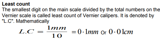 vernier scale reading formula