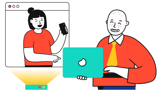 An illustration of a researcher conducting a remote user testing session