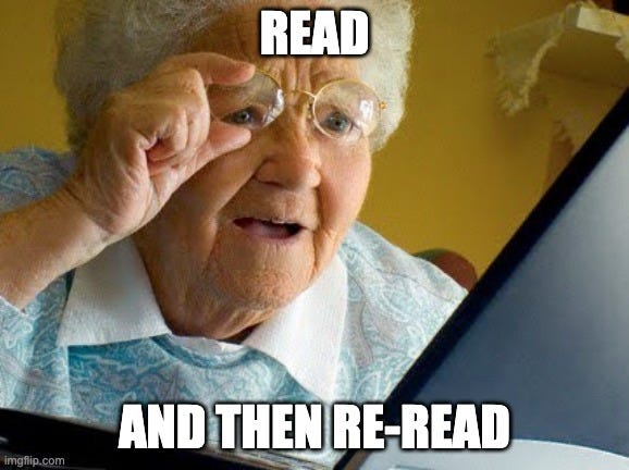 Old lady reading meme