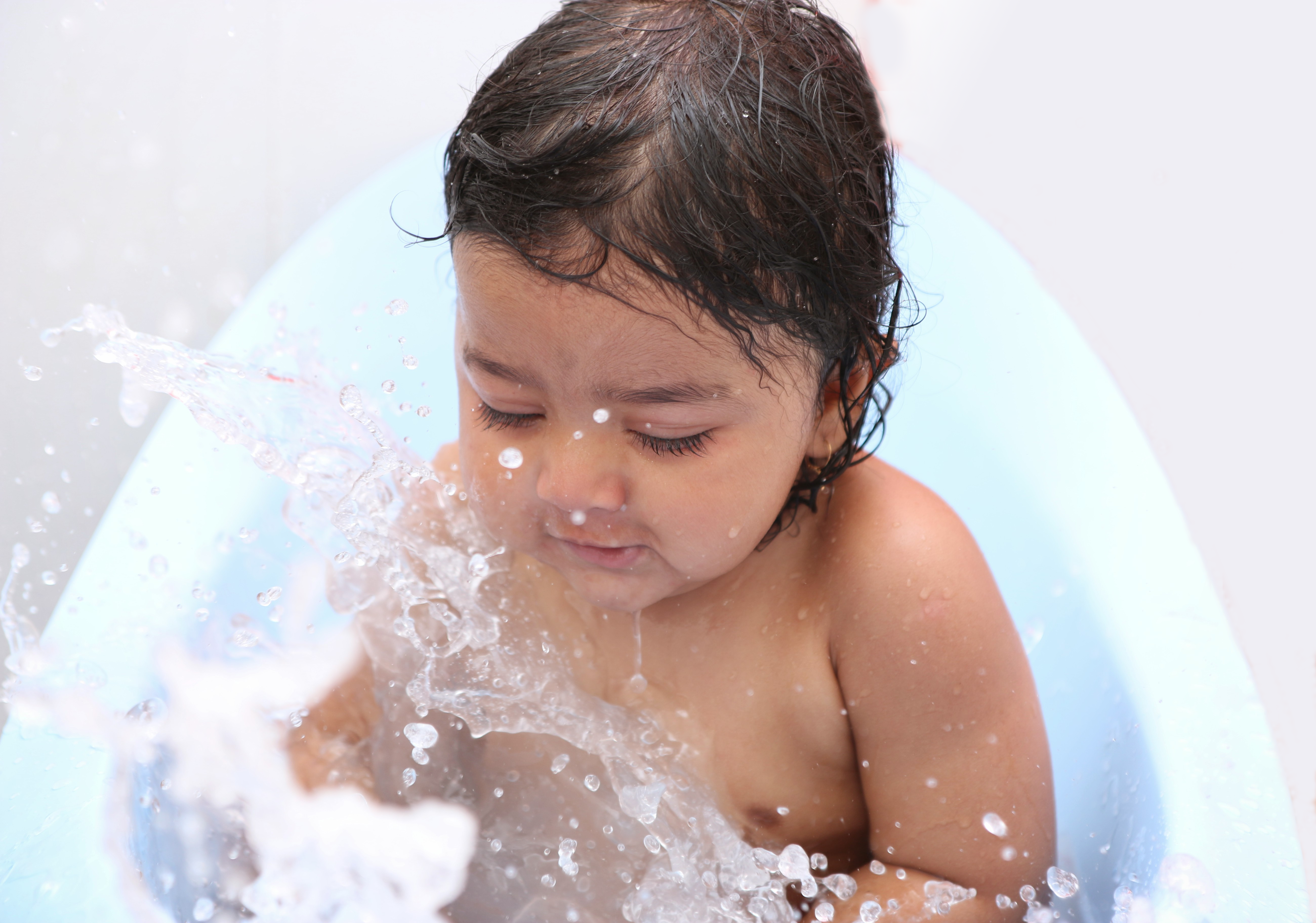 bathing baby at night