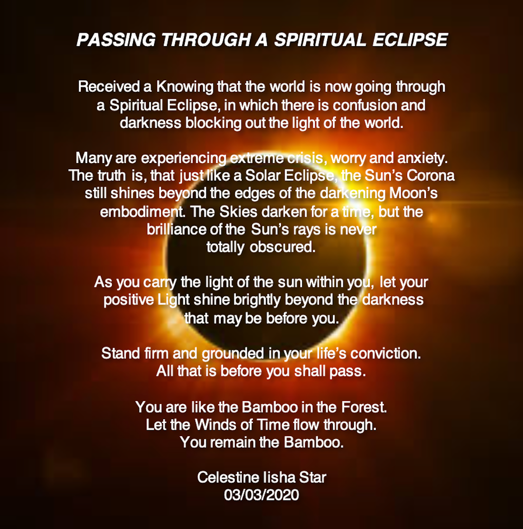 PASSING THROUGH A SPIRITUAL ECLIPSE by Celestine Star Medium