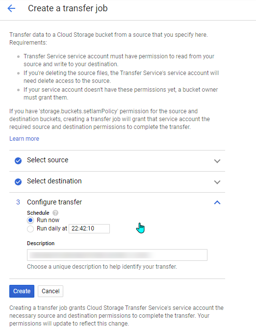 Use GCP Data Transfer Service import data from Azure Blob by