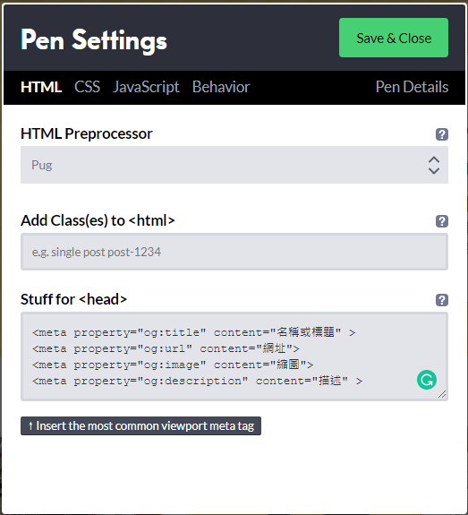 在 HTML 用 og tag 設定 Facebook 預覽畫面. 設定被貼到 Facebook 時,預覽顯示的標題、網址、縮圖、描述等資訊 ...