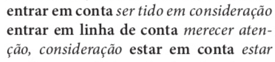 revisão de textos em português a expressão entrar em linha de conta