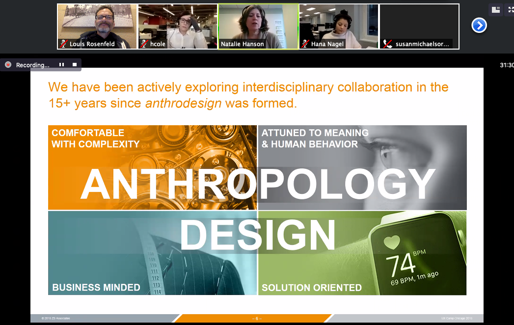 Over 80 folks participated in today’s Advancing Research videoconference. by Rosenfeld Media