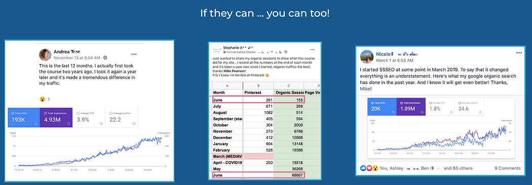 Social proof and testimonials on a landing page