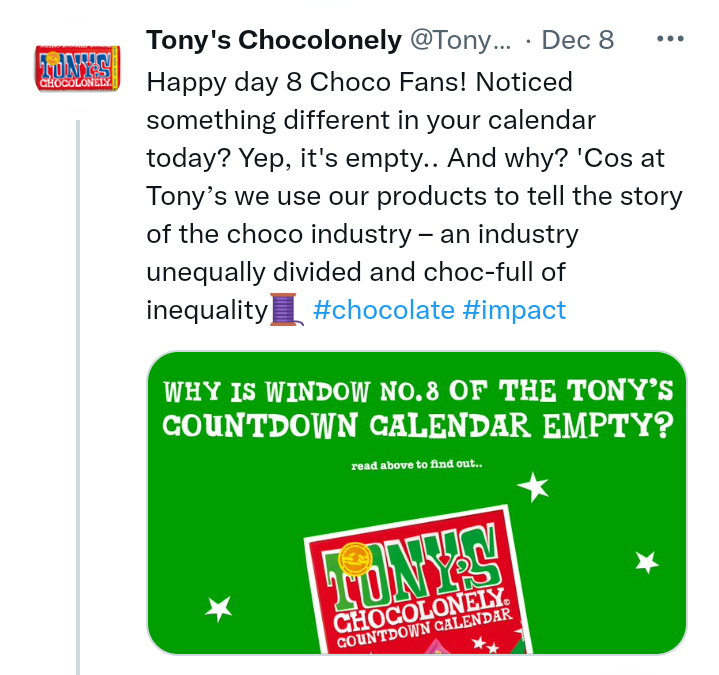 Tony’s Chocolonely Tweet