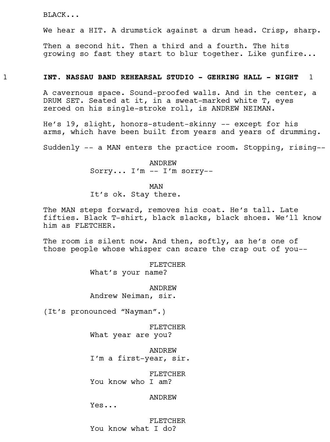 Page One: ‘Whiplash’ (2014) - Go Into The Story