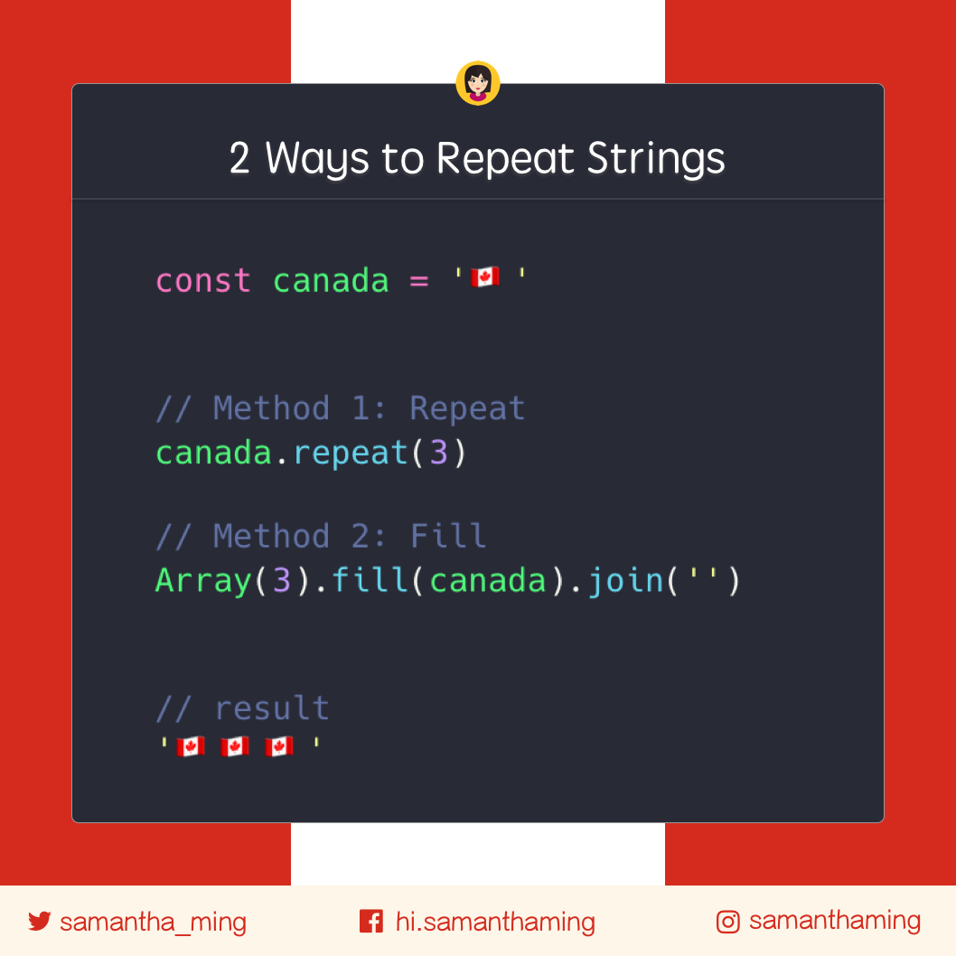 How to Repeat Strings in JavaScript | by Samantha Ming | Medium
