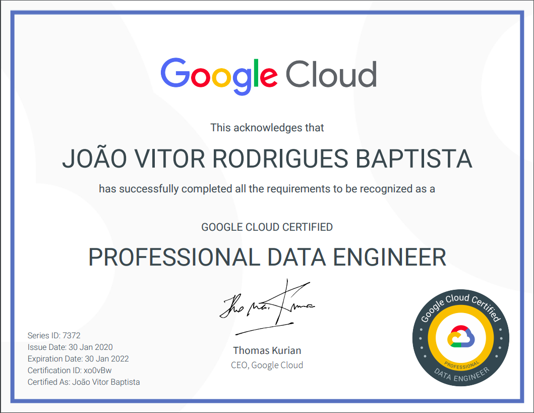 Google Cloud Professional Data Engineer Certification — My personal road  map and thoughts in 2020 | by João Vitor Baptista | Medium