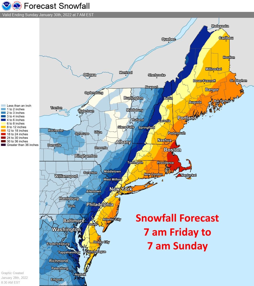 Major Nor’easter This Weekend Expected Snowfall Maps and Other Images