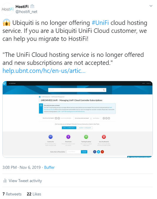 💀RIP Ubiquiti UniFi Cloud 2017–2019 (Alternatives) | by Reilly Chase |  HostiFi | Medium