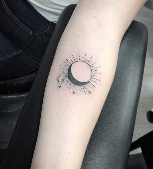 Sun Moon Tattoo Small