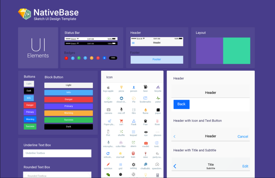 NativeBase Sketch Template. Design your app with Sketch in minutes | by  Shruti Kaushik | The NativeBase v2.0 Blog [ Deprecated ] | Medium