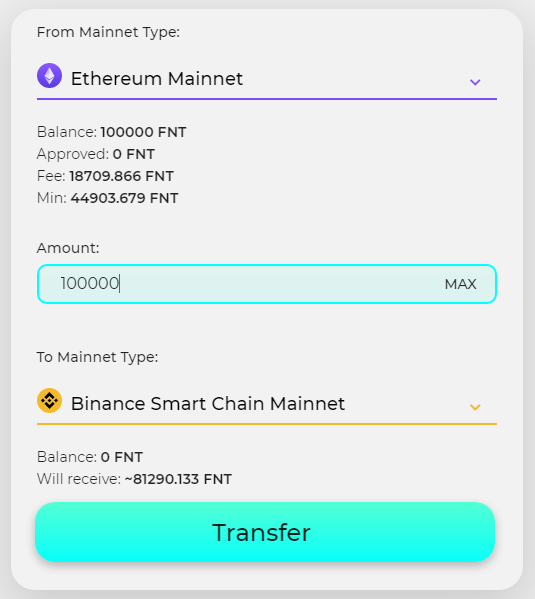 Manual for using the crosschain exchange bridge for FNT tokens on the
