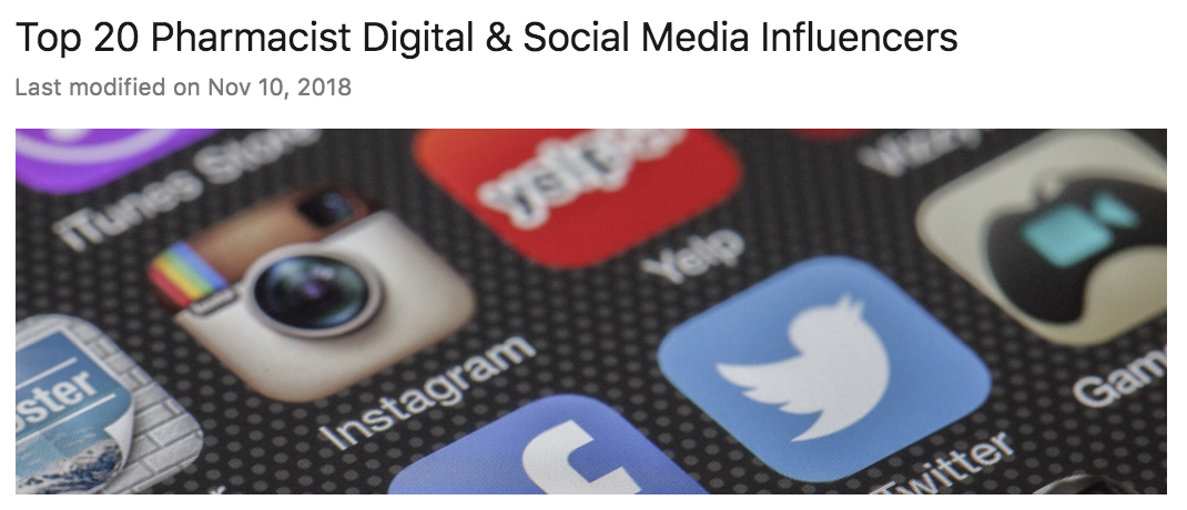 Top 20 Pharmacist Social Media Influencers By Erin L Albert Medium