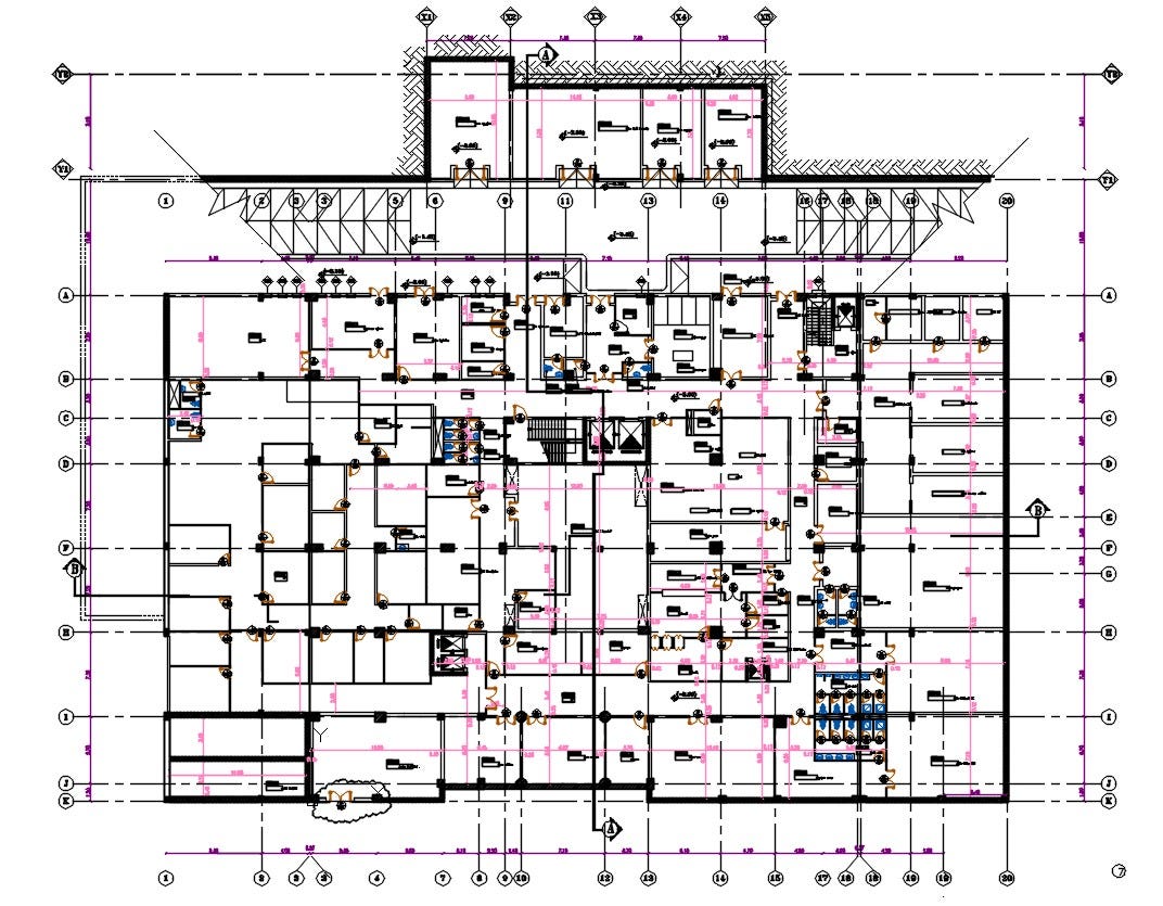 Commercial Office Building Floor Plan Cad Drawing Cadbull Com