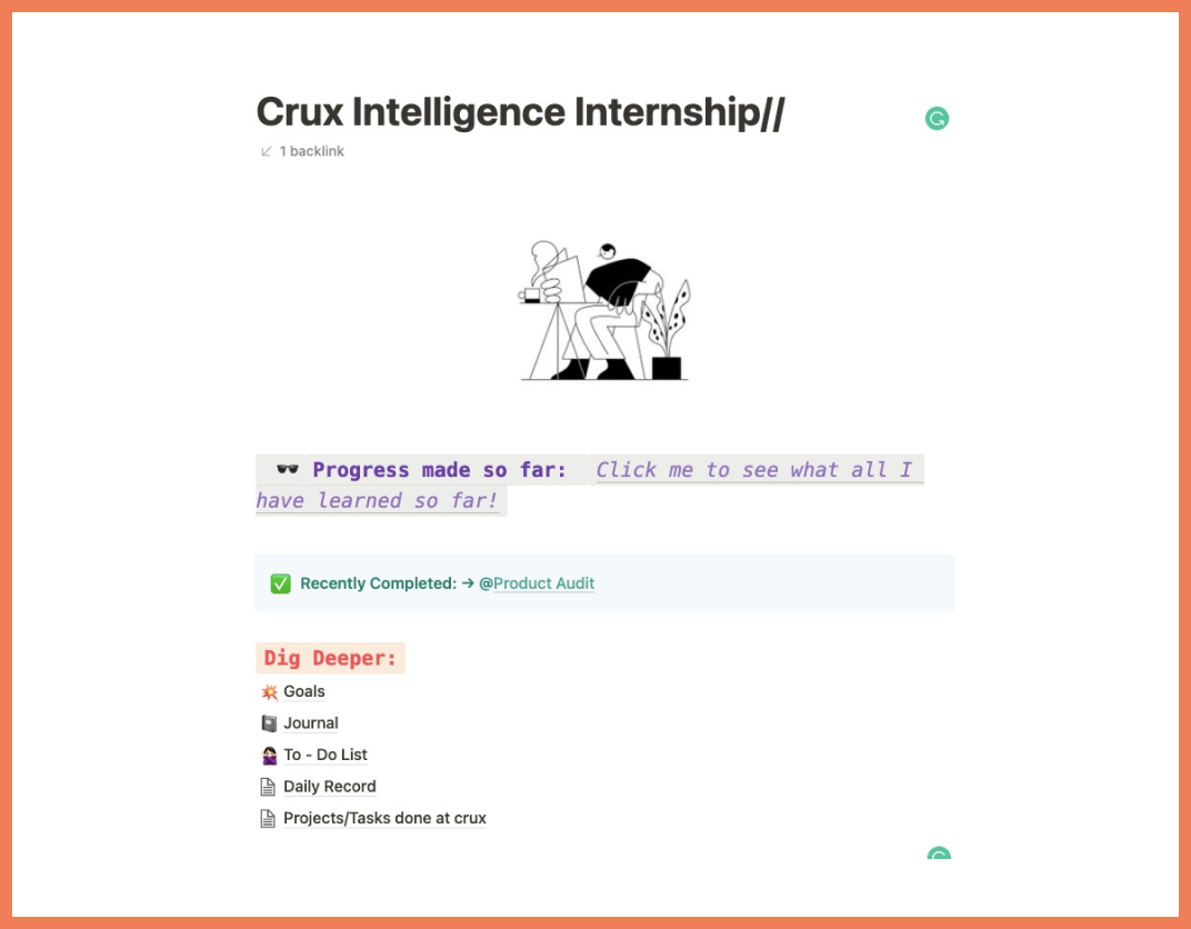 How I document my design internship experience in Notion | by Moulshree  Bhutra | Crux Intelligence | Medium