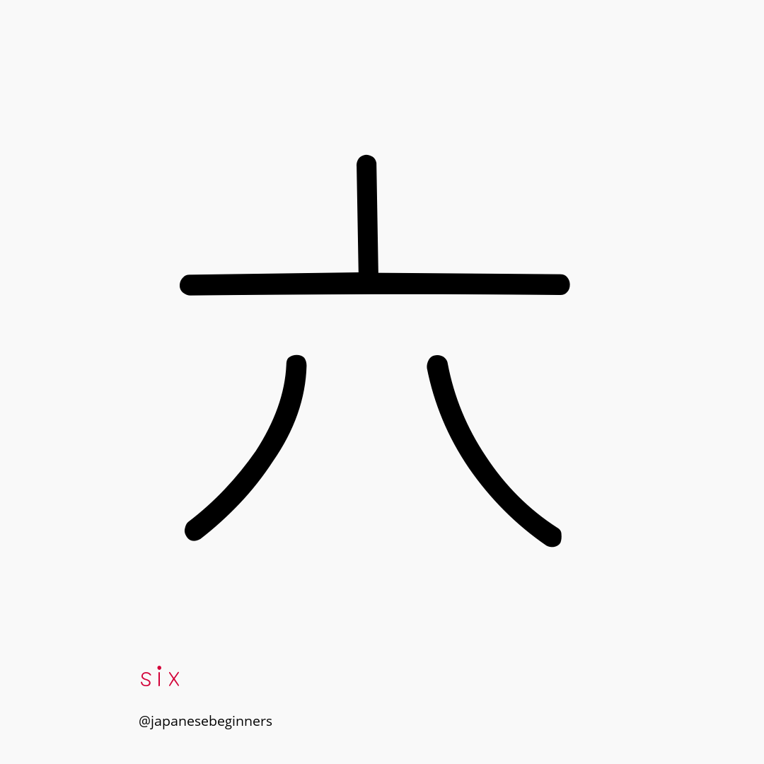 六 (Japanese Kanji) — six - Japanese Beginners - Medium