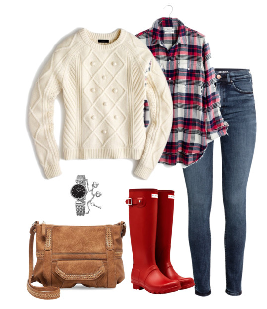 red hunter boots outfit ideas