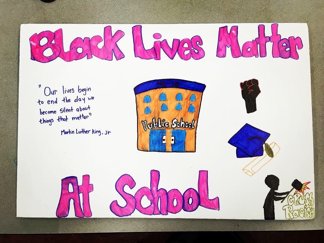 Joshua Reyes, MS 35, Student created Black Lives Matter Posters