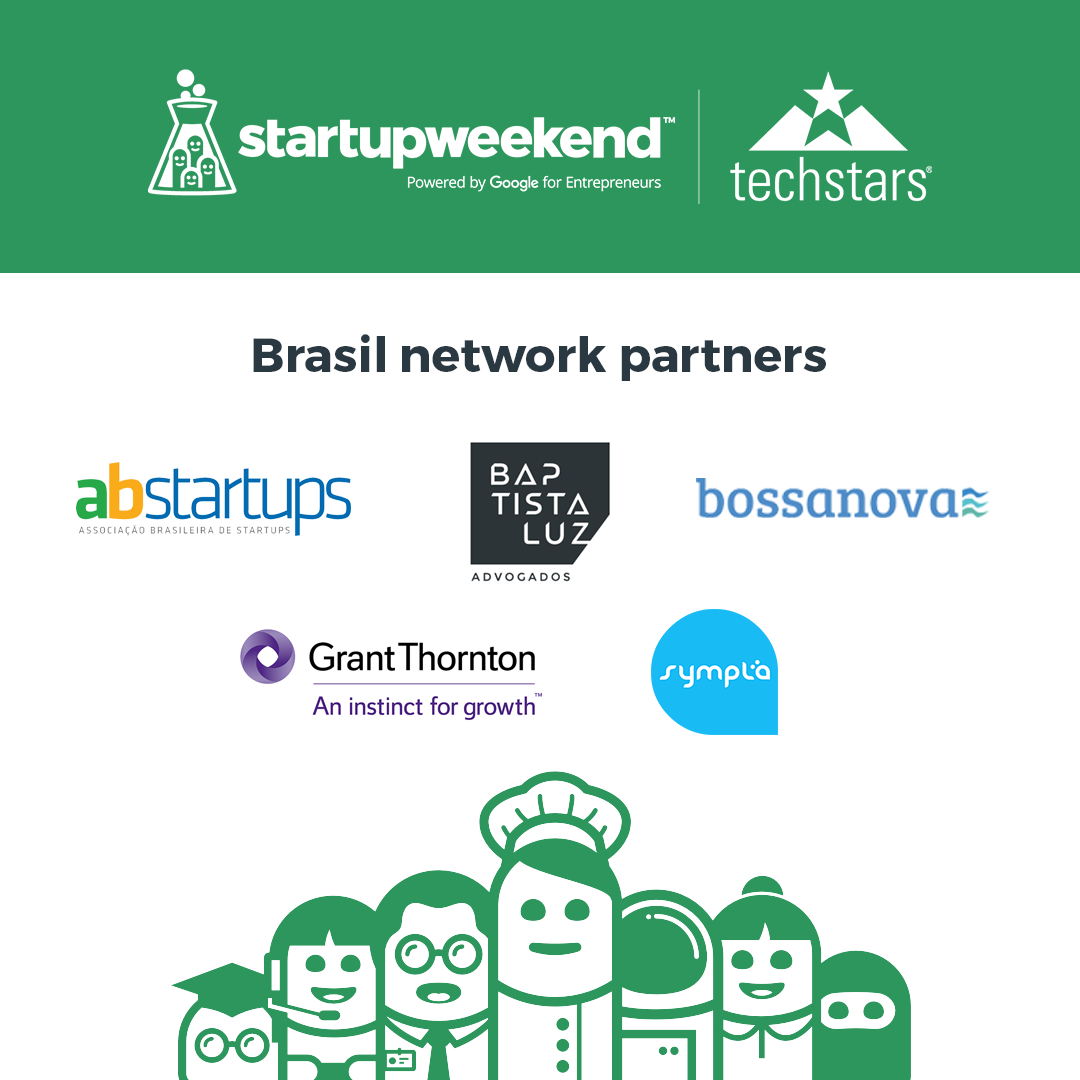 Os parceiros que apoiam o Startup Weekend e a Techstars no Brasil by