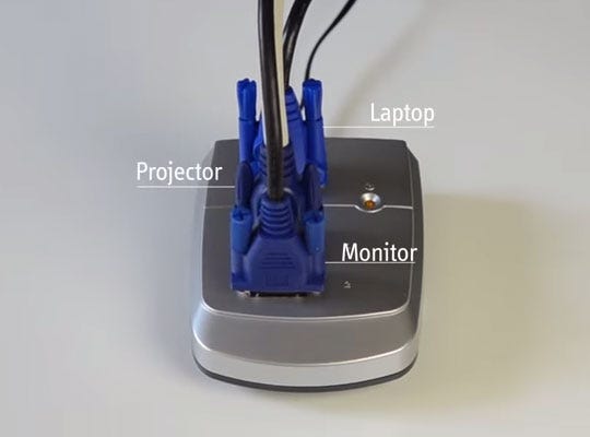 Finally, use a VGA splitter cable to split the signal from the computer.