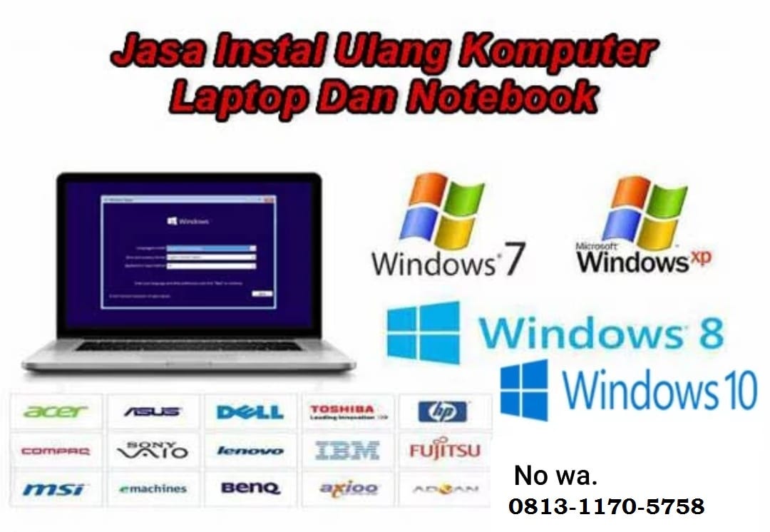 Watlp 081311705758 Jasa Instal Ulang Komputer Pc