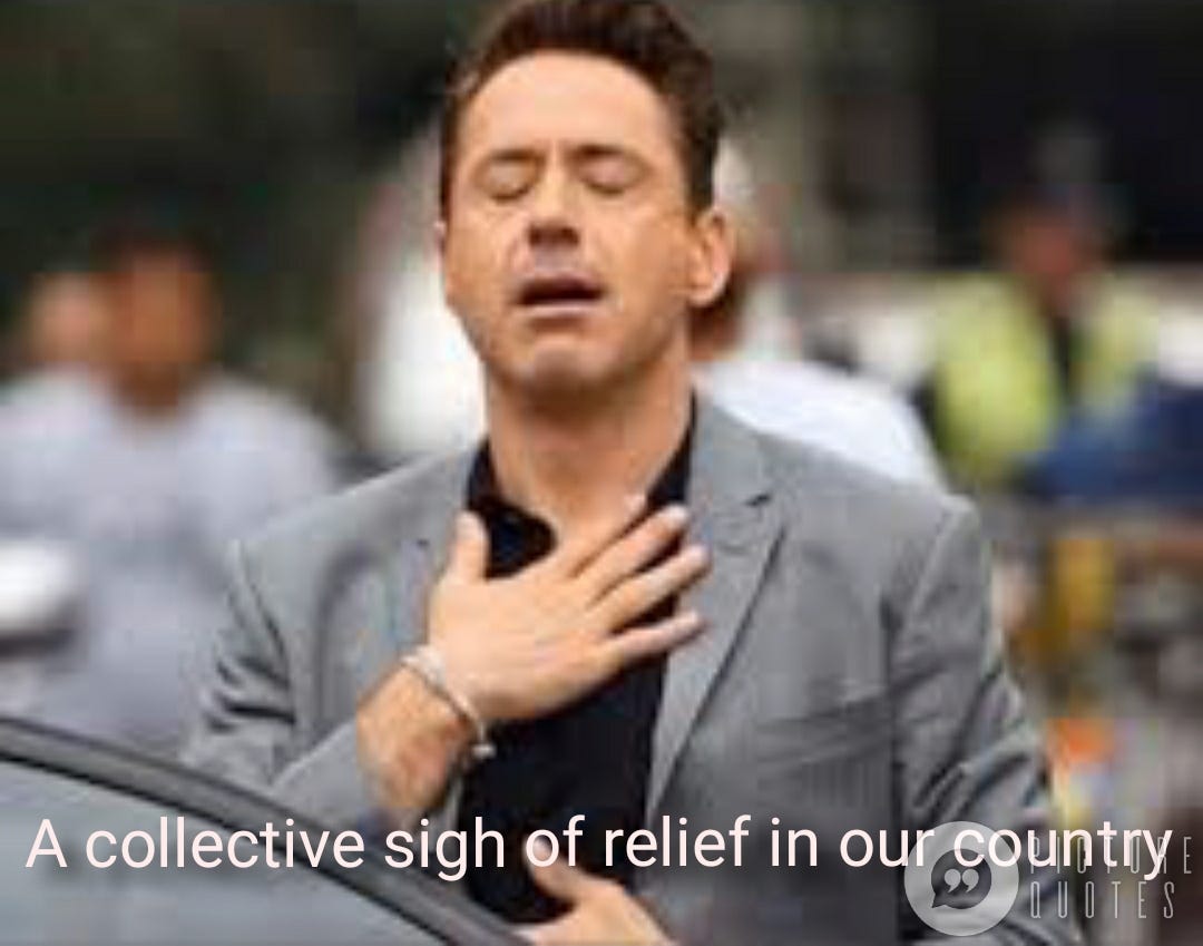 A Collective Sigh Of Relief In Our Country By Treadmill Treats Medium